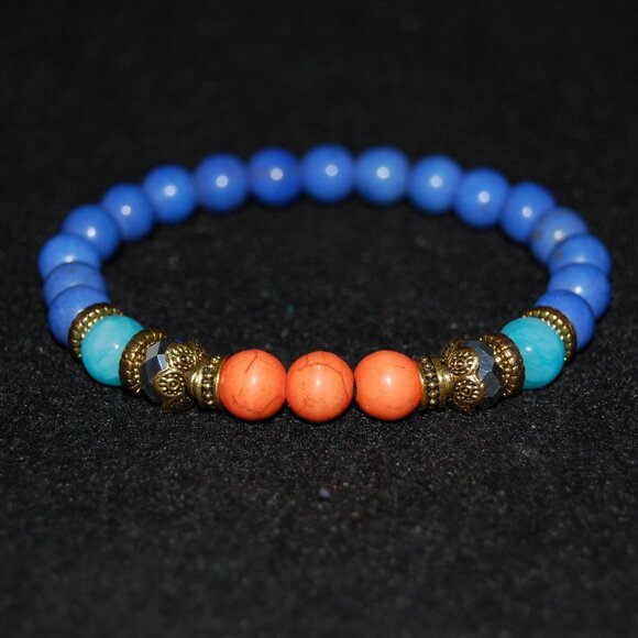 Gemstone Bracelet,Stone Beads Bracelet,Multicolor Stone Beaded Bracelet - Picture 3 of 3